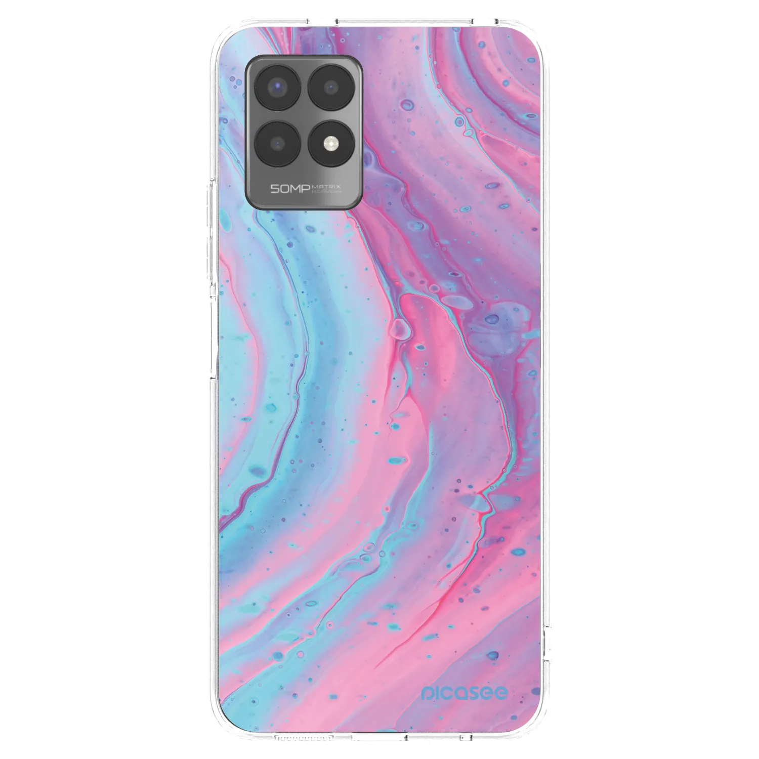Picasee átlátszó szilikon tok az alábbi mobiltelefonokra Realme 8i - Pink liquid