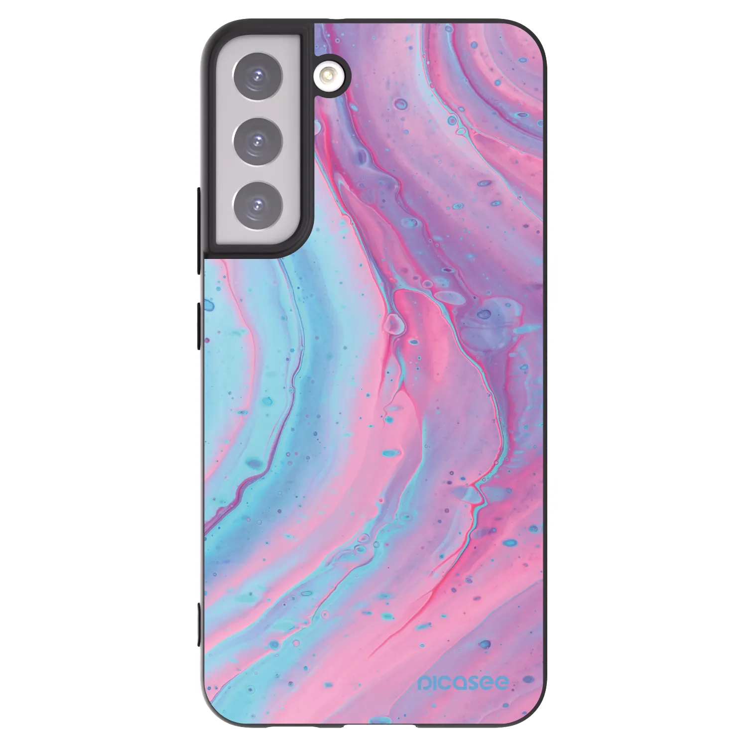 Picasee fekete szilikon tok az alábbi mobiltelefonokra Samsung Galaxy S22+ 5G - Pink liquid
