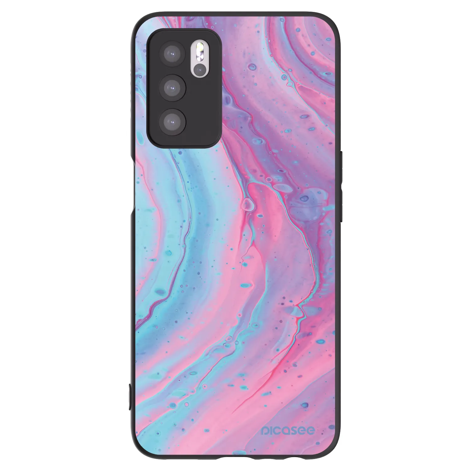 Picasee fekete szilikon tok az alábbi mobiltelefonokra OPPO A16s - Pink liquid