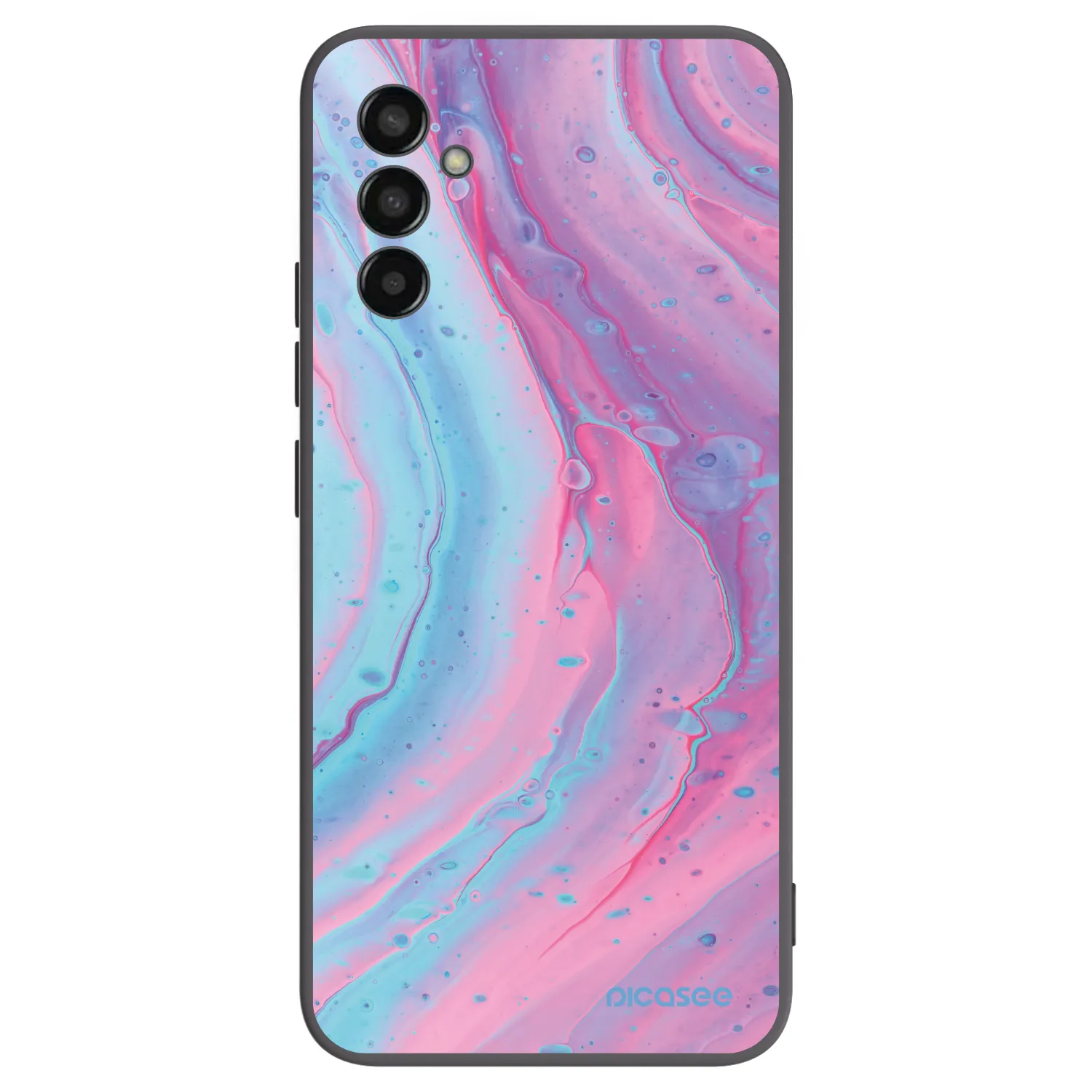 Picasee fekete szilikon tok az alábbi mobiltelefonokra Samsung Galaxy M13 M135F - Pink liquid