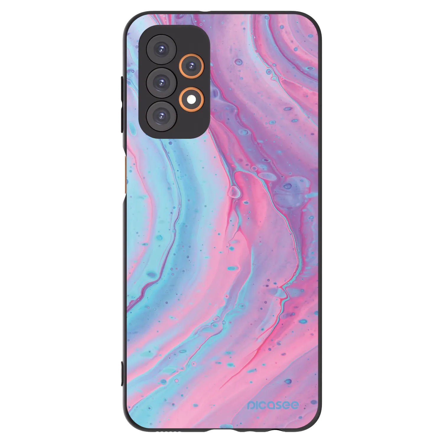 Picasee fekete szilikon tok az alábbi mobiltelefonokra Samsung Galaxy A23 A236B 5G - Pink liquid