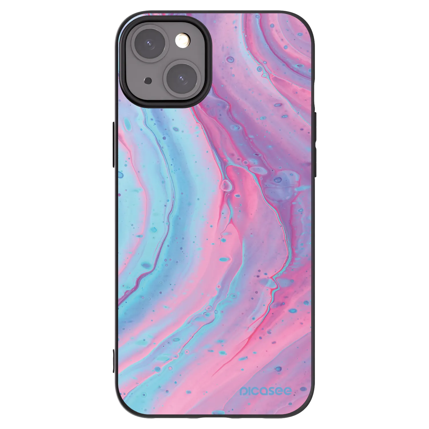 Picasee fekete szilikon tok az alábbi mobiltelefonokra Apple iPhone 15 Plus - Pink liquid
