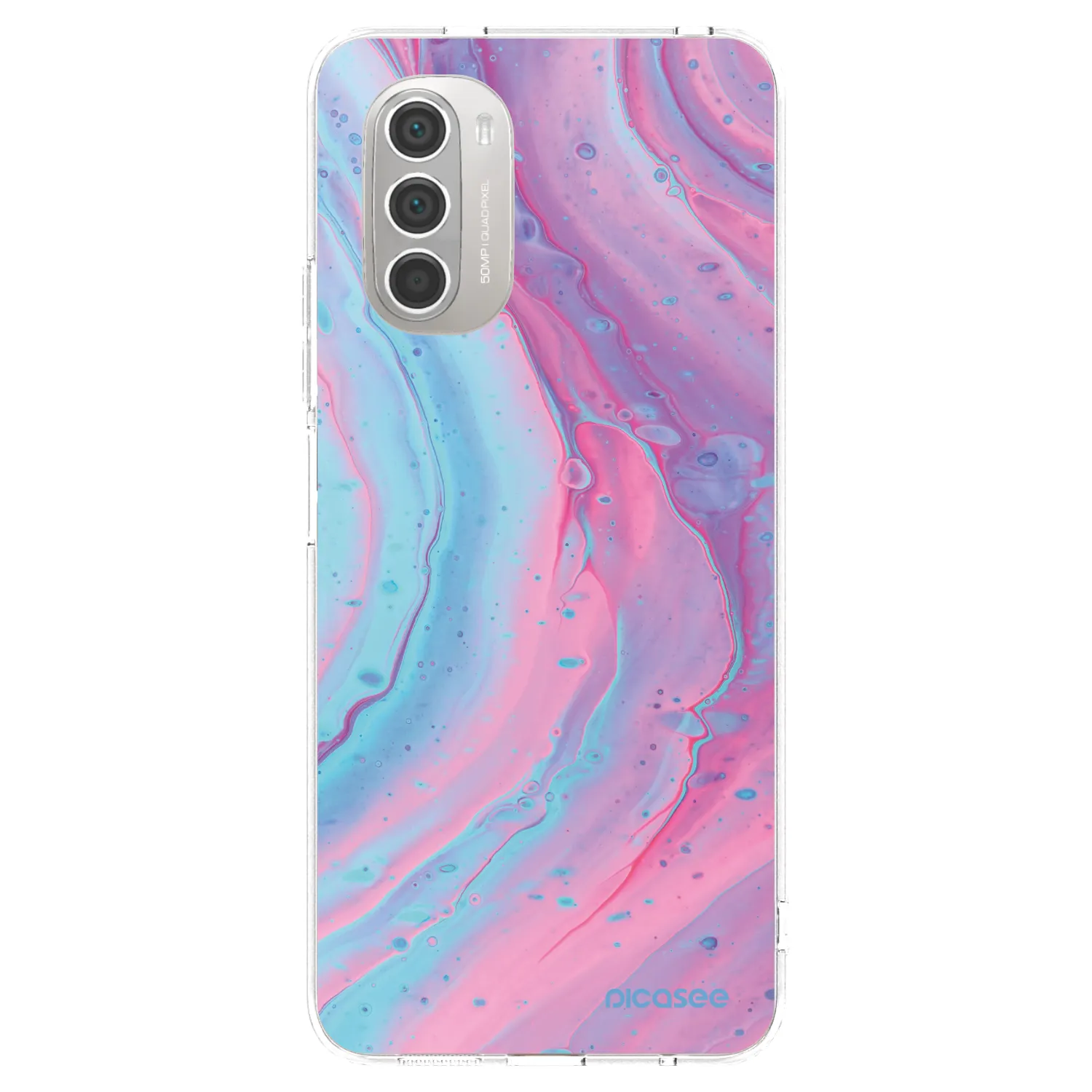 Picasee átlátszó szilikon tok az alábbi mobiltelefonokra Motorola Moto G51 - Pink liquid