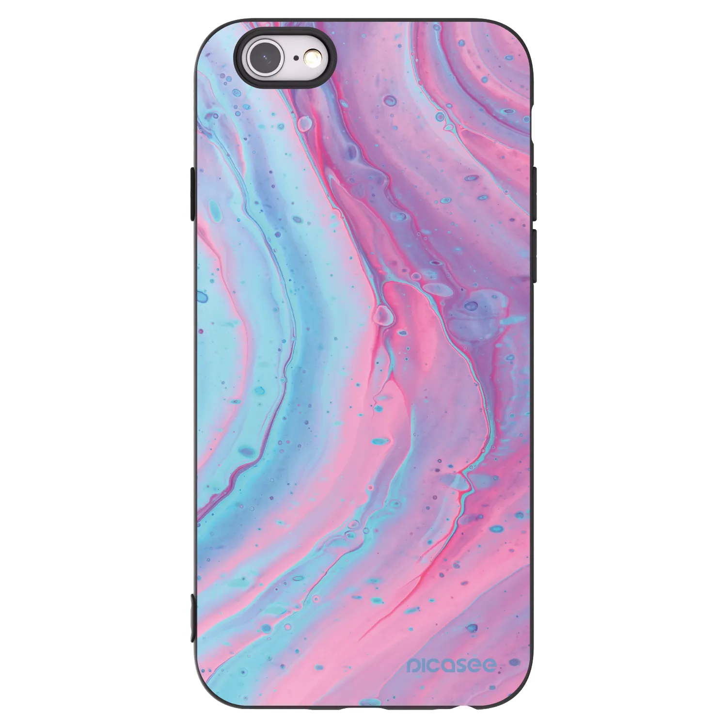 Picasee fekete szilikon tok az alábbi mobiltelefonokra Apple iPhone 6/6S - Pink liquid