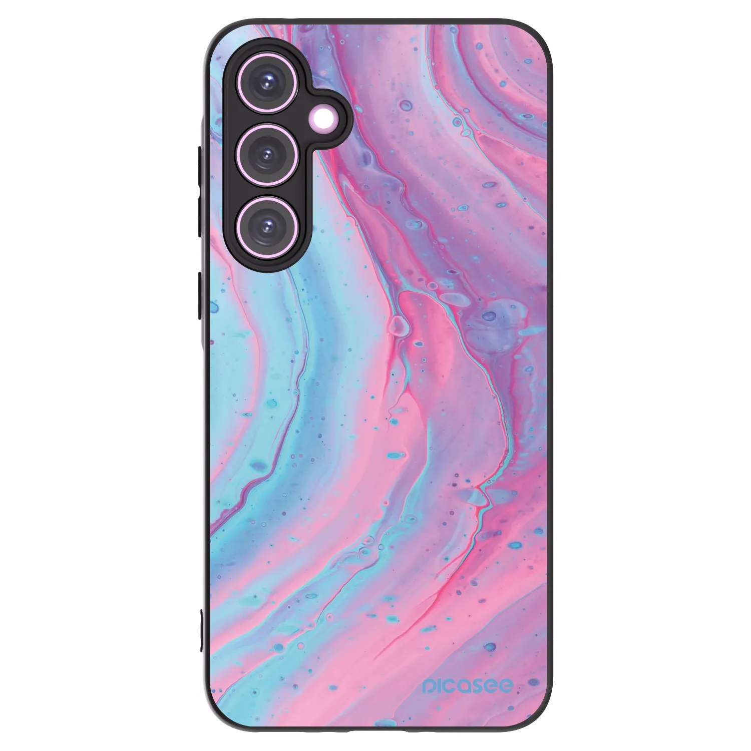 Picasee fekete szilikon tok az alábbi mobiltelefonokra Samsung Galaxy A35 5G A356B - Pink liquid