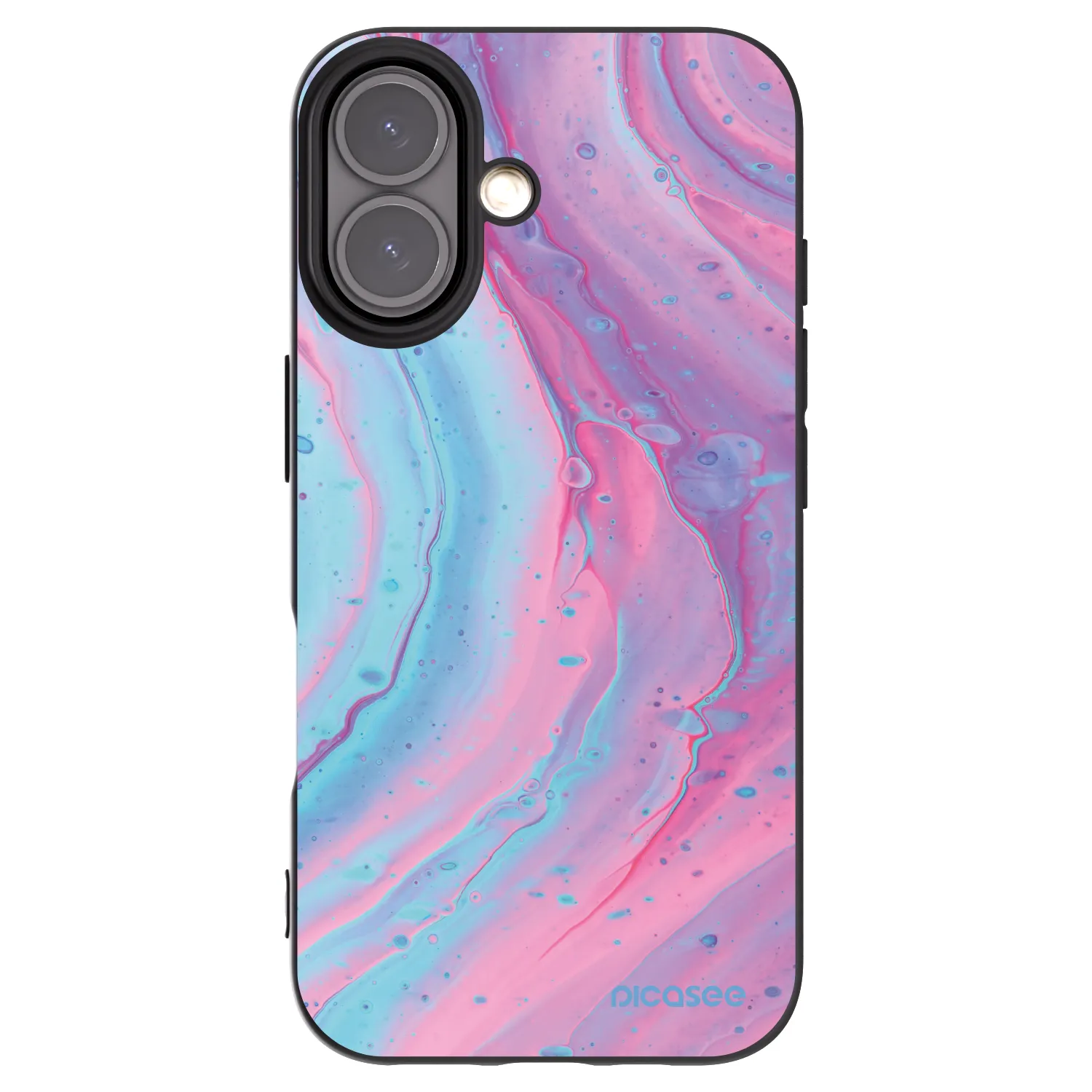 Picasee fekete szilikon tok az alábbi mobiltelefonokra Apple iPhone 16 - Pink liquid