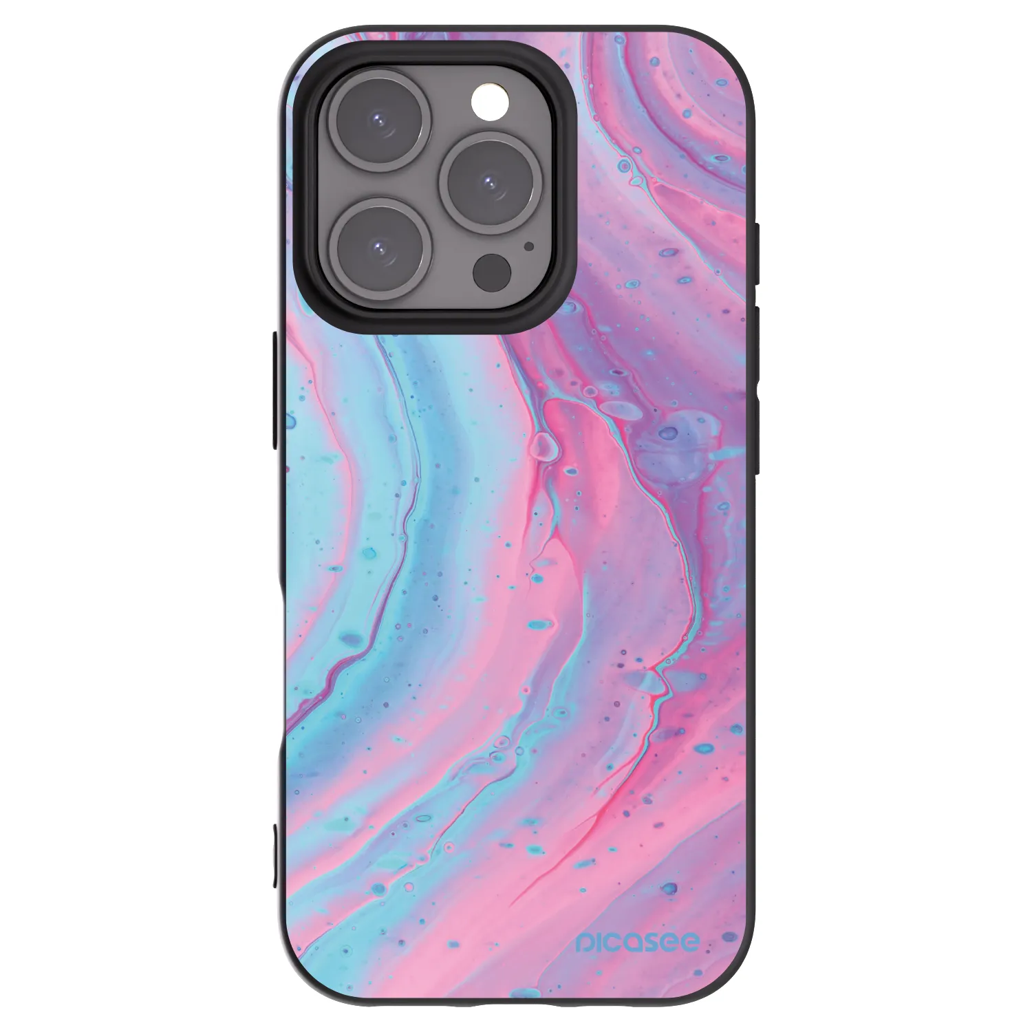 Picasee fekete szilikon tok az alábbi mobiltelefonokra Apple iPhone 16 Pro - Pink liquid