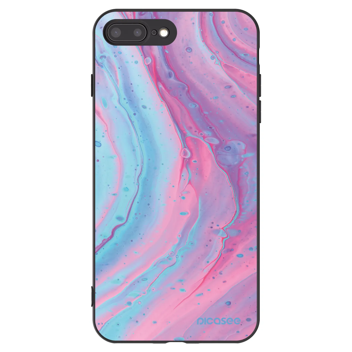 Picasee fekete szilikon tok az alábbi mobiltelefonokra Apple iPhone 8 Plus - Pink liquid