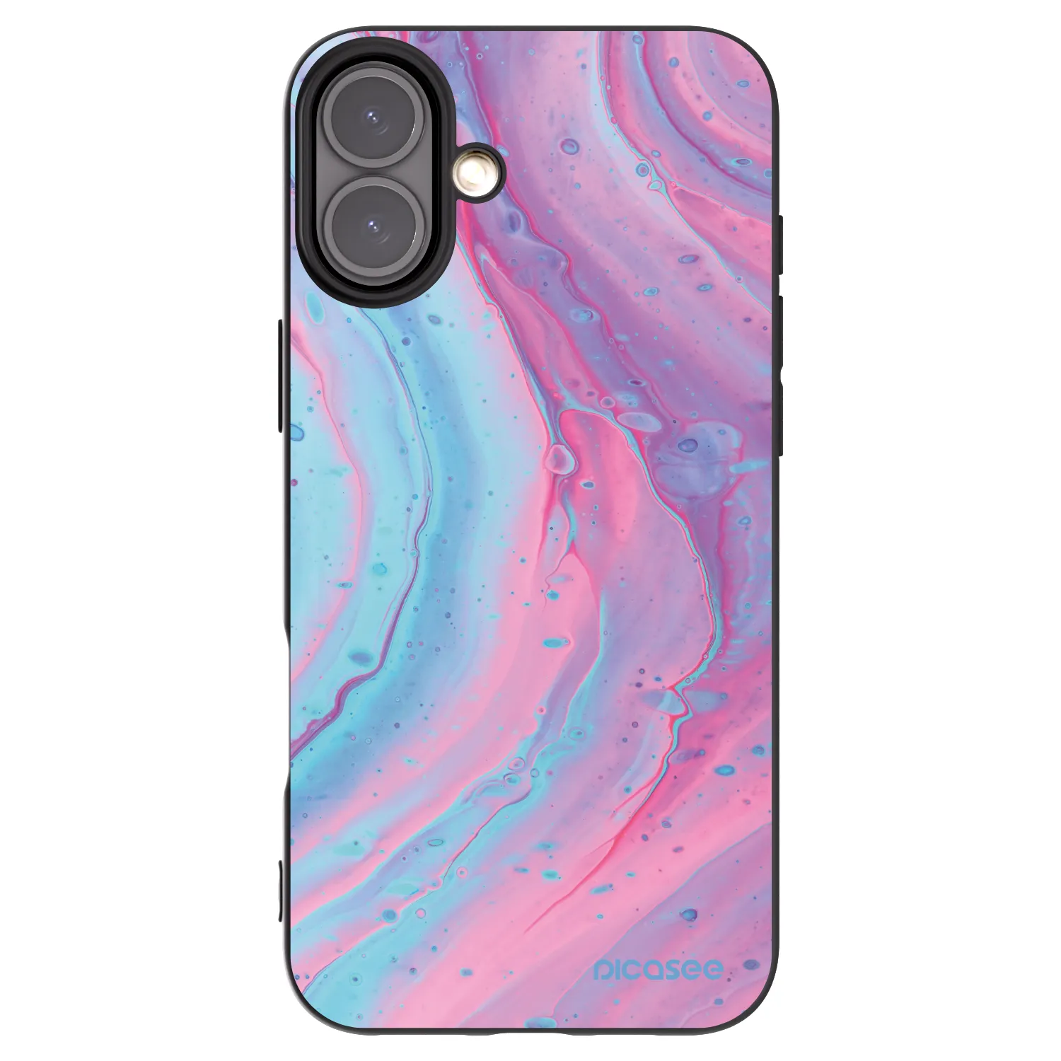Picasee fekete szilikon tok az alábbi mobiltelefonokra Apple iPhone 16 Plus - Pink liquid
