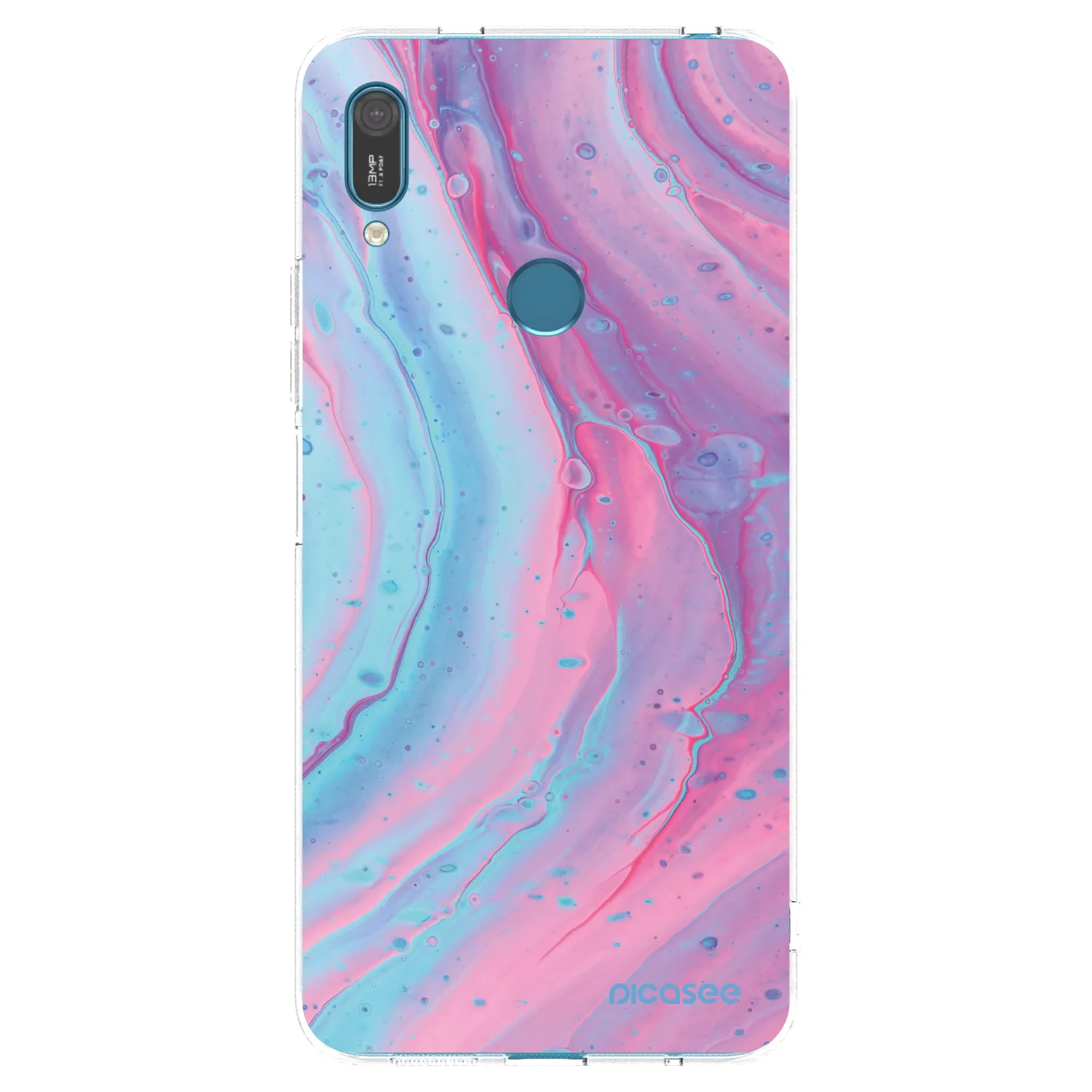 Picasee átlátszó szilikon tok az alábbi mobiltelefonokra Huawei Y7 2019 - Pink liquid