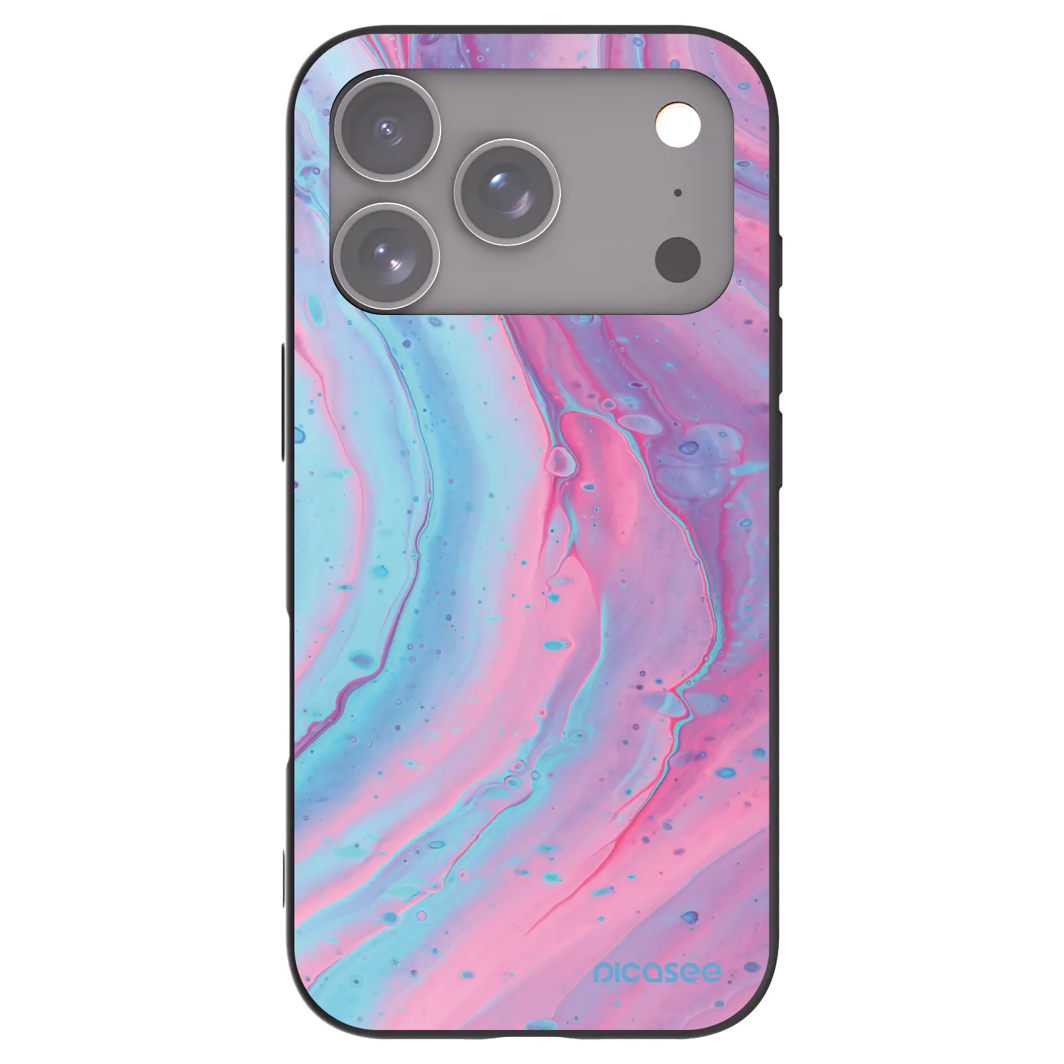 Picasee fekete szilikon tok az alábbi mobiltelefonokra Apple iPhone 17 Pro - Pink liquid