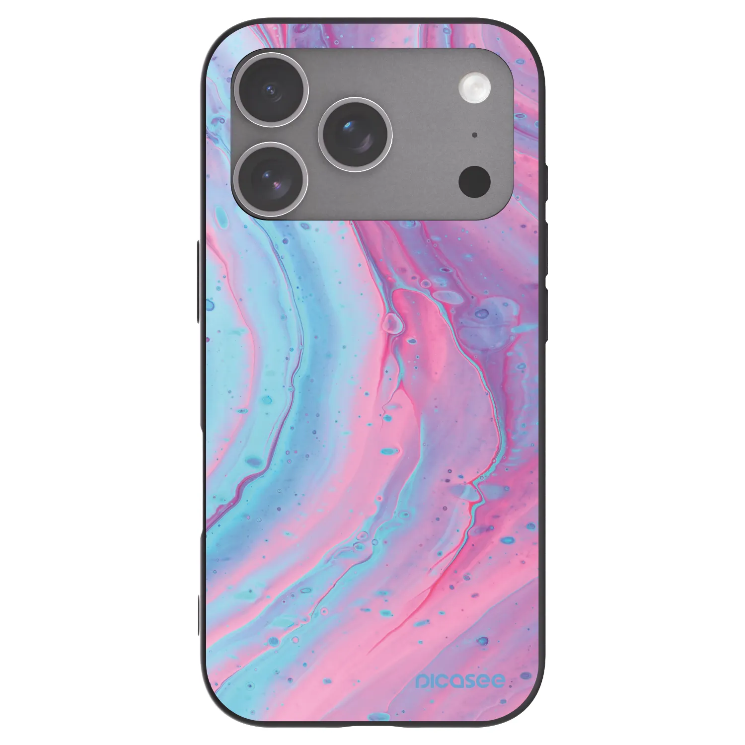Picasee fekete szilikon tok az alábbi mobiltelefonokra Apple iPhone 18 Pro - Pink liquid