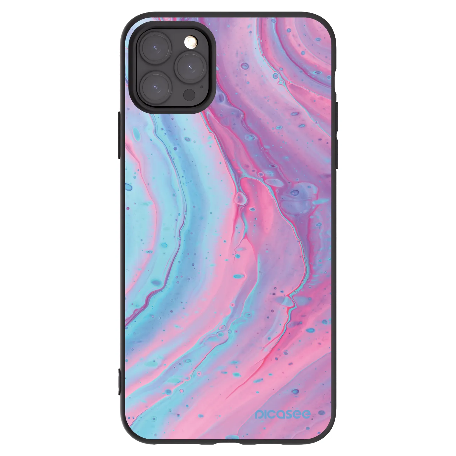 Picasee fekete szilikon tok az alábbi mobiltelefonokra Apple iPhone 11 Pro Max - Pink liquid
