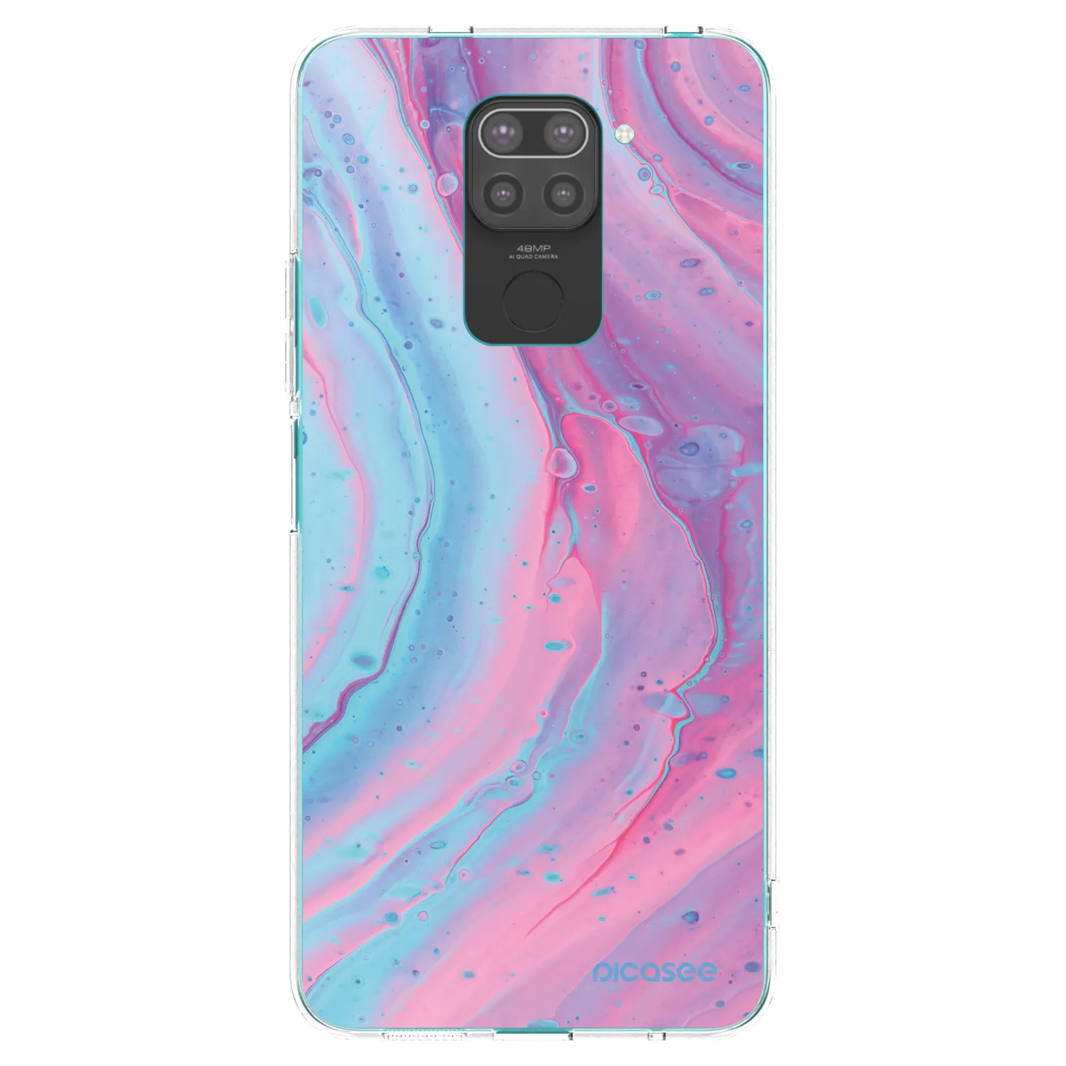 Picasee fekete szilikon tok az alábbi mobiltelefonokra Xiaomi Redmi Note 9 - Pink liquid