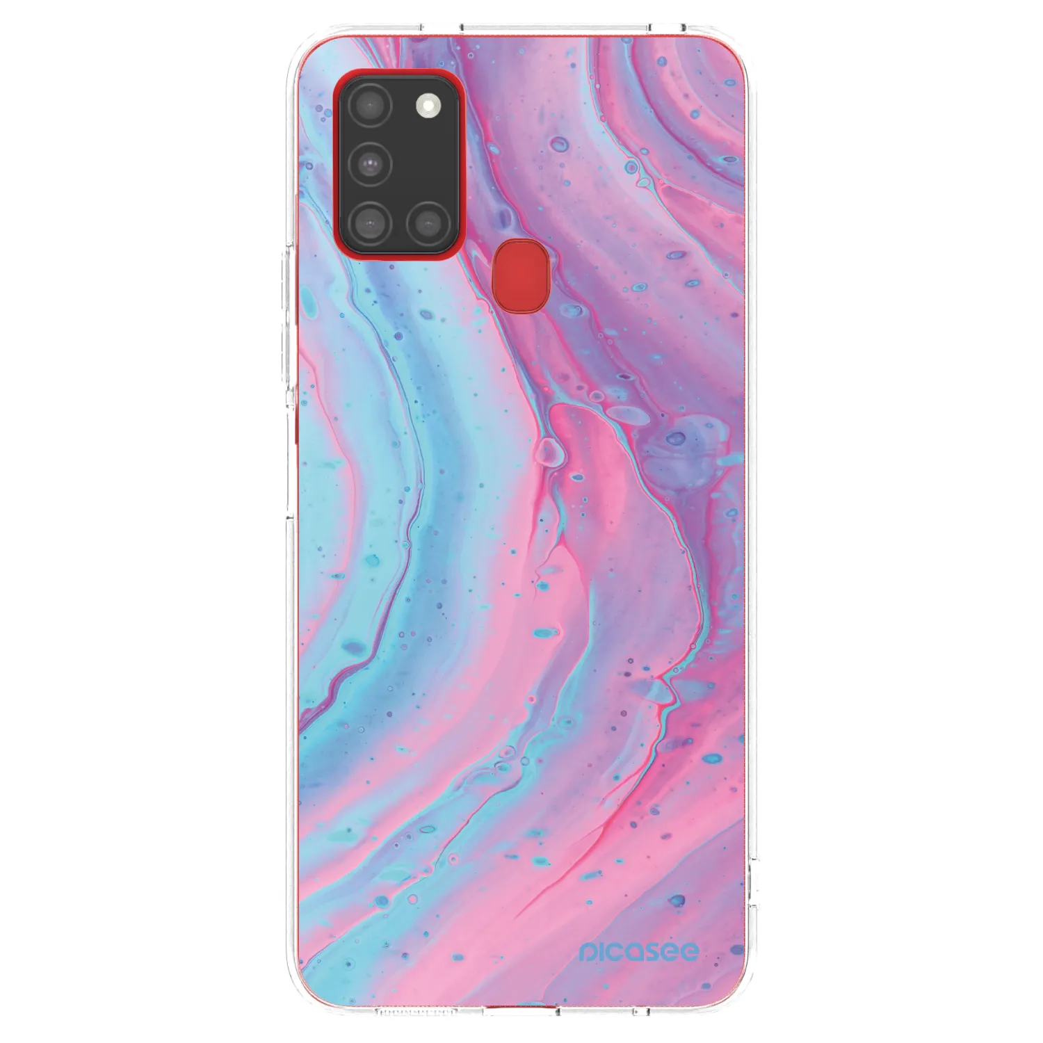 Picasee átlátszó szilikon tok az alábbi mobiltelefonokra Samsung Galaxy A21s - Pink liquid