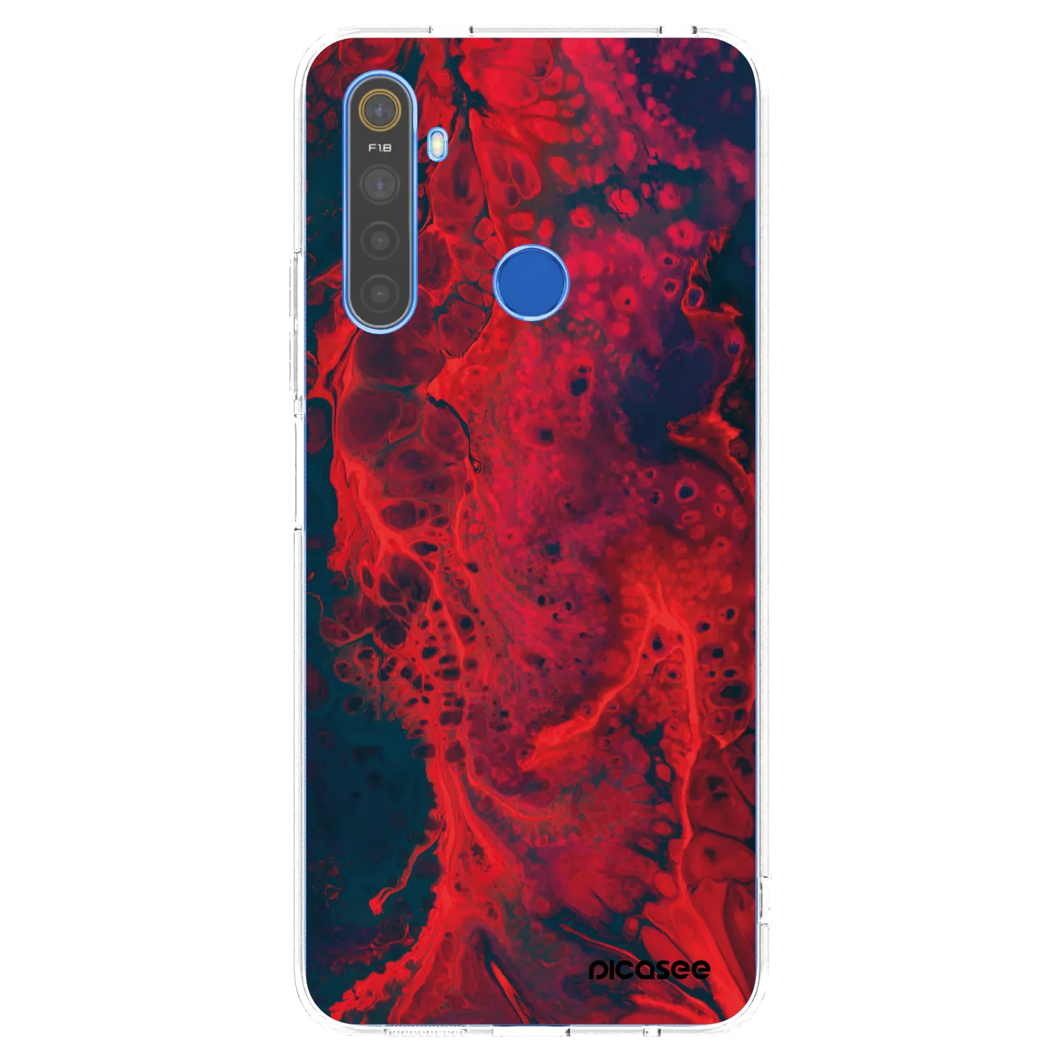 Picasee átlátszó szilikon tok az alábbi mobiltelefonokra Realme 5 - Organic red