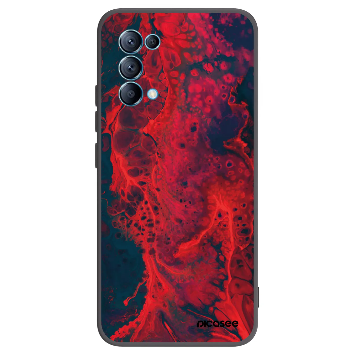 Picasee fekete szilikon tok az alábbi mobiltelefonokra OPPO Reno 5 5G - Organic red