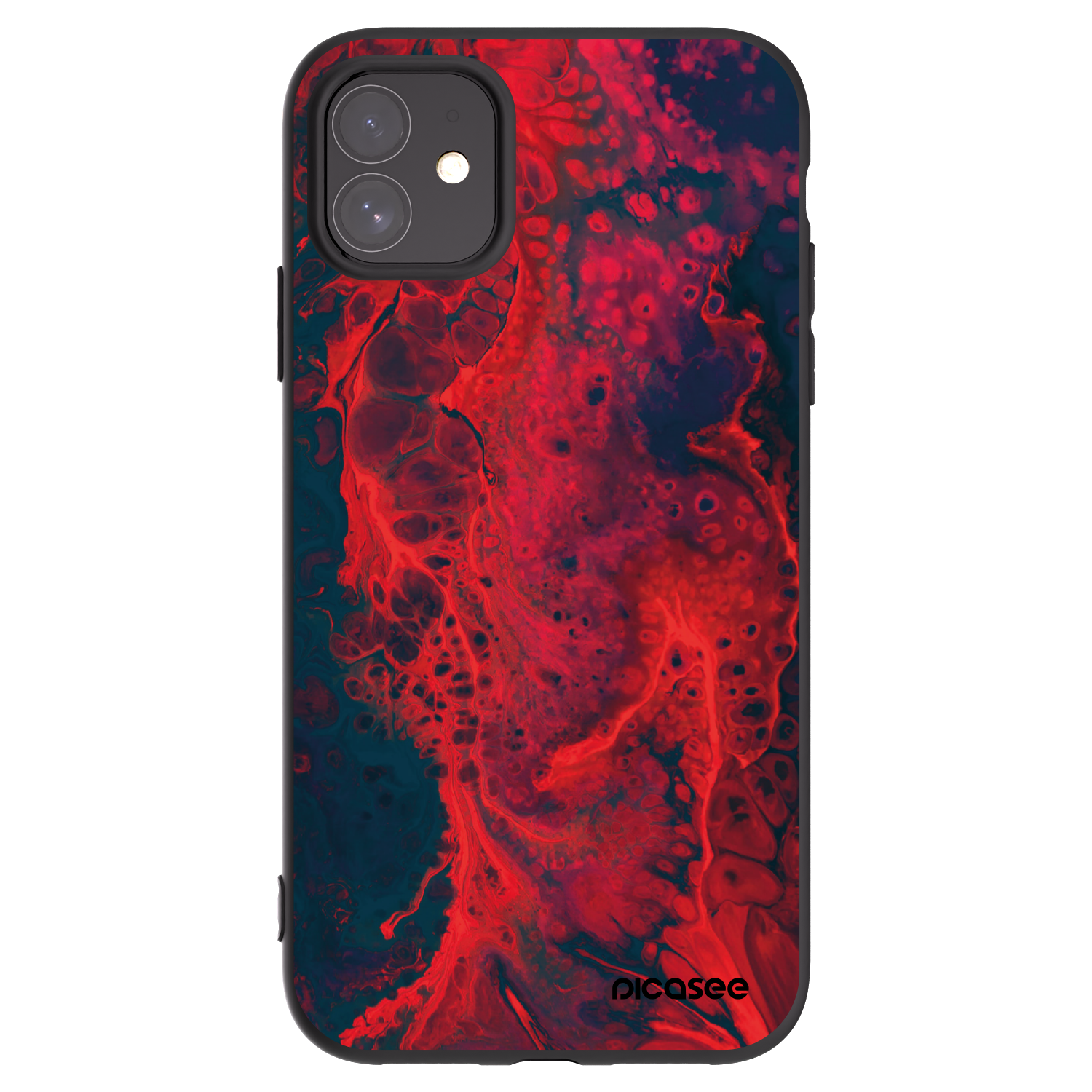 Picasee fekete szilikon tok az alábbi mobiltelefonokra Apple iPhone 11 - Organic red