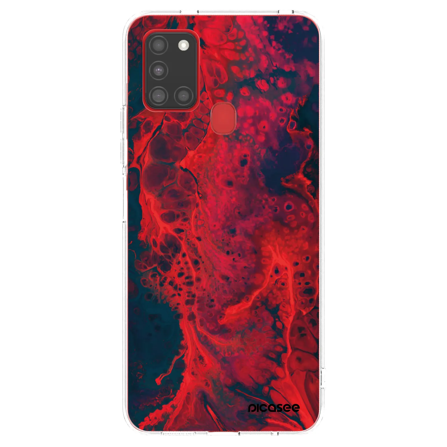 Picasee átlátszó szilikon tok az alábbi mobiltelefonokra Samsung Galaxy A21s - Organic red