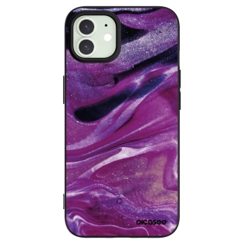 Picasee fekete szilikon tok az alábbi mobiltelefonokra Apple iPhone 12 - Purple glitter