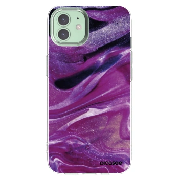 Picasee átlátszó szilikon tok az alábbi mobiltelefonokra Apple iPhone 12 - Purple glitter
