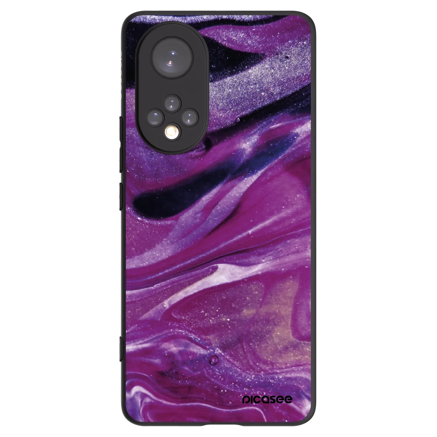 Picasee fekete szilikon tok az alábbi mobiltelefonokra Honor 50 5G - Purple glitter