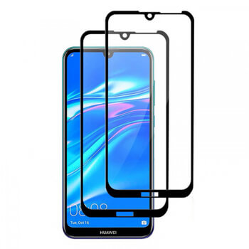 3x 3D üvegfólia kerettel az alábbi mobiltelefonokra Huawei Y5 2019 - fekete