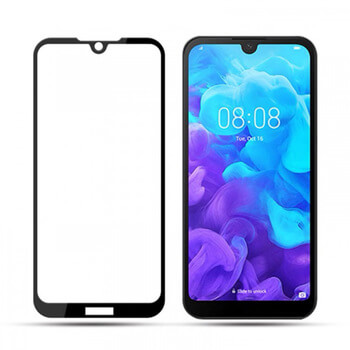 3x Picasee 3D üvegfólia kerettel az alábbi mobiltelefonokra Huawei Y5 2019 - fekete - 2+1 ingyen
