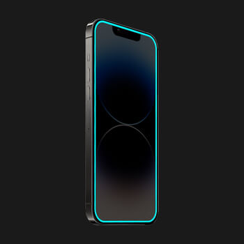 Picasee Keményített védőfólia a sötétben világító kerettel mobiltelefonokra Apple iPhone 12 - Kék