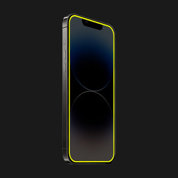 Picasee Keményített védőfólia a sötétben világító kerettel mobiltelefonokra Apple iPhone 12 - Sárga