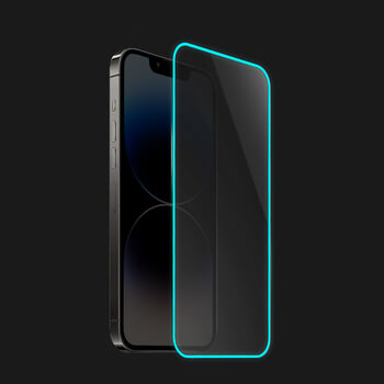 Keményített védőfólia a sötétben világító kerettel mobiltelefonokra Apple iPhone SE 2020 - Kék