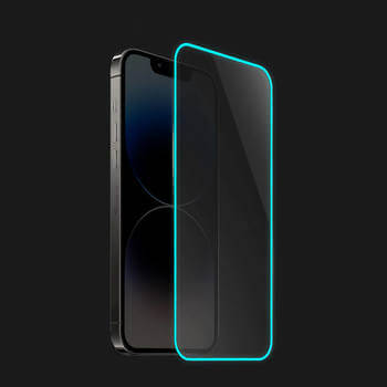 Picasee Keményített védőfólia a sötétben világító kerettel mobiltelefonokra Apple iPhone 15 Pro - Kék