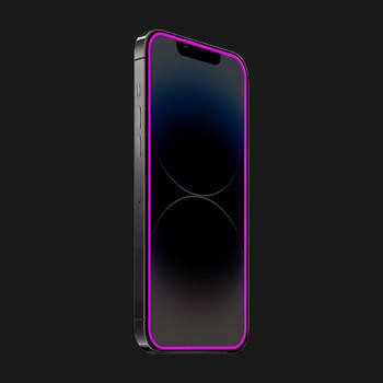Picasee Keményített védőfólia a sötétben világító kerettel mobiltelefonokra Apple iPhone 15 Pro Max - Rózsaszín