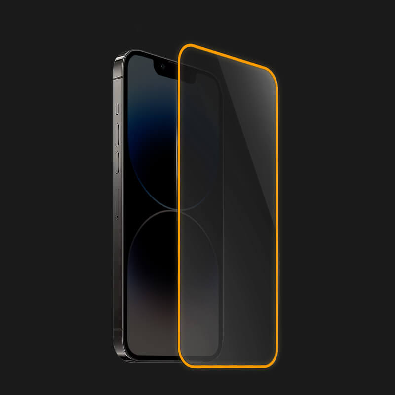 3x Picasee Keményített védőfólia a sötétben világító kerettel mobiltelefonokra Apple iPhone 12 - Narancssárga
