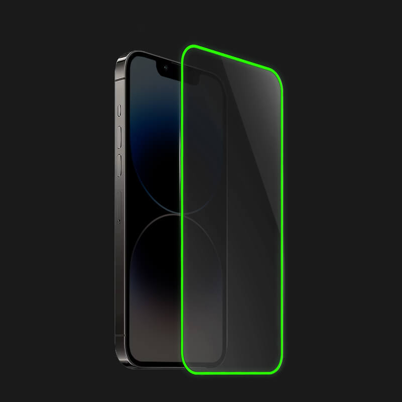 Picasee Keményített védőfólia a sötétben világító kerettel mobiltelefonokra Apple iPhone 8 - Zöld