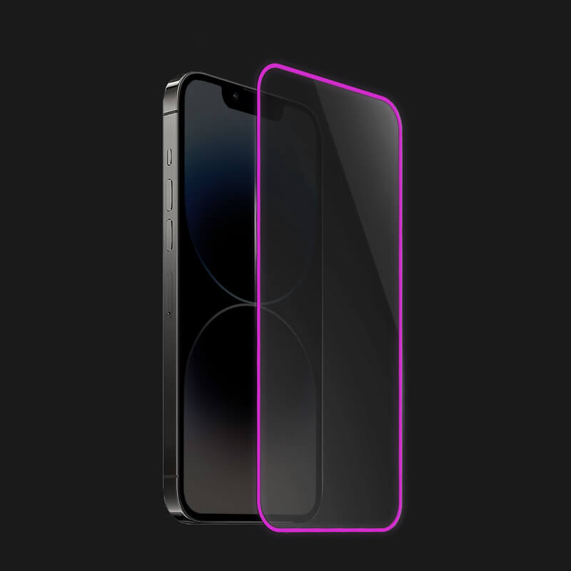 3x Picasee Keményített védőfólia a sötétben világító kerettel mobiltelefonokra Apple iPhone 16 Pro Max - Rózsaszín
